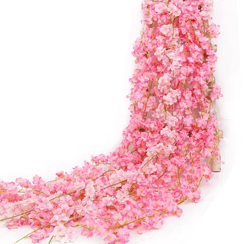 1,8 m Girlianda Dirbtinių Gėlių String Su Lapais Šilko Sakura sakura Ivy Vynmedžių Sode Vestuvių Arkos Dekoras