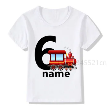 1-9 Berniukų/Mergaičių Kietas Traukinio Gimtadienio Skaičiai T-Shirt Vaikų Berniukų Gimtadieniu Marškinėliai White T-Shirt Baby Merginos Viršų