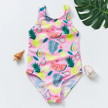 2-9years Mergaičių maudymosi kostiumėlį Vienas Gabalas Vasaros Vaisių maudymosi Kostiumėliai, 2021 Naujos Rausvos spalvos, Vaisių maudymosi kostiumėlis Vasaros Paplūdimio Vaikams