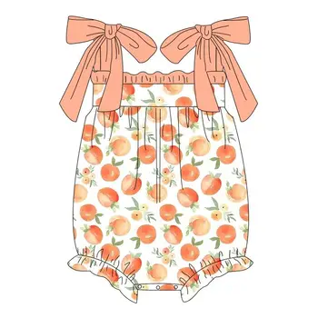 2023 Krapinėjimas Vasaros Komplektus Romper Boutique Karšto Naujausios Konstrukcijos Apelsinų Vaisiai Modelio Spausdinimo Baby Girl Skristi Rankovėmis Rinkinys