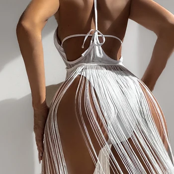 2023 Naujas Vasaros Paplūdimio Moterų Sexy Diržas Suknelė, Kietas Šifono Audinio Sijonas, Apsauga nuo Saulės, Šifono Pakraštyje Sijonas