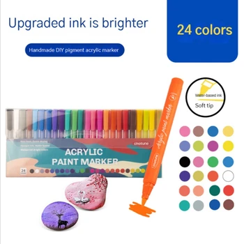 24 Colores Akrilo Žymeklį Nustatykite Soft Tip Color Line 