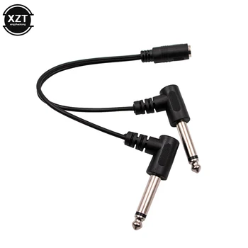 3.5 mm 1/8 colio TRS Stereo Moterų Jack Dual 1/4 6.35 mm Male Plug Mono TS stačiu Kampu Audio Y Splitter Cable Aukštos Kokybės