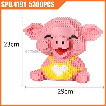 8671 5300pcs Mielas Kawaii Gyvūnų Šypsena Kiaulių Pet Mini Diamond Modelis Blokai Žaislas Mūrinis