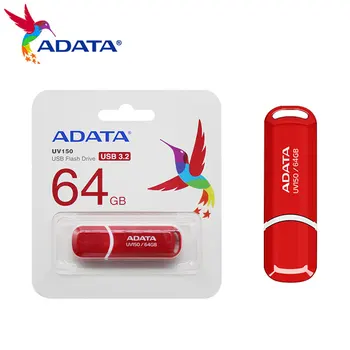 ADATA USB Flash Drive 64GB USB 3.2 Pen Drive 32GB UV150 Pendrive Raudona 