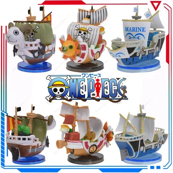 Anime One Piece Pav Vyksta Linksmų Tūkst. Saulėtas Jūrų Laive Piratų Laivu Mini Lėlės PVC Veiksmų Modelį, Kolekcines, Žaislai, Dovanos