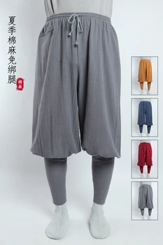 aukštos kokybės Vasaros medvilnės&lino shaolin monks kung fu pražysti budistų budda nustatyti meditacija kelnės zen kelnes raudona/mėlyna/pilka