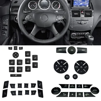 Automobilio Salono Mygtuką Trim Kit Vairas Mygtuką Lange & Durų ir Oro Kondicionierius Lipdukas, Skirtas Mercedes Benz GLK W204 X204
