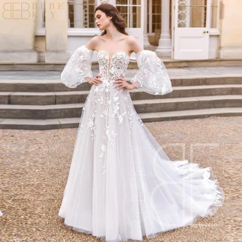 Baltas Tiulis Elegantiška Suknelė Brangioji, Elegantiškas ir Gana Moterų Suknelės Specialių Renginių, A-line Bridal Chalatai Vestuvės Dress