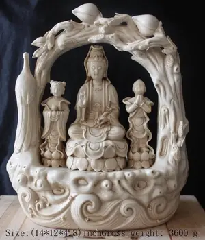 Dehua balto porceliano deivė guanyin bodhisatvos berniukų ir mergaičių, povas