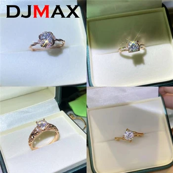 DJMAX 1CT Moissanite Deimantų Žiedai Moterų Aukščiausios Kokybės Originalus 925 Sterling Silver Rose Gold Lady Diamond Žiedai Naujas 2023