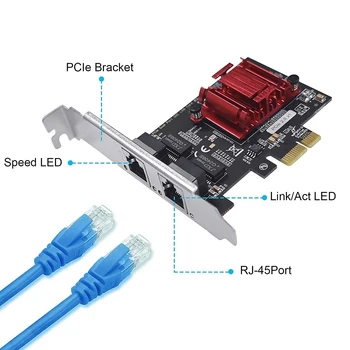Dual-Port PCIe Gigabit ethernet Tinklo plokštė 1000M PCI Express Ethernet Adapteris su 82576 Du Uostus LAN NIC Kortelės