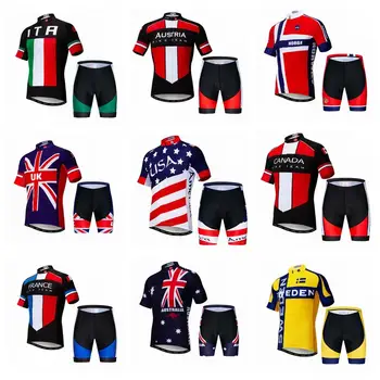 Italija 2019 dviračių jersey rinkiniai Vyrų Dviračių jersey, šortai, kombinezonai su antkrūtiniais tiktų MTB Marškinėliai Komanda Maillot Ciclismo Kalnų keliu, Viršuje Prancūzija, JK