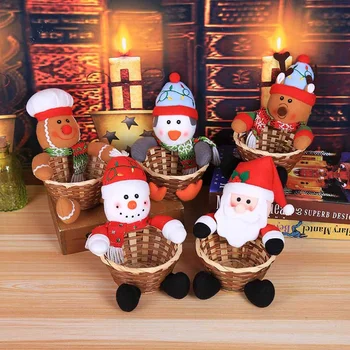 Kalėdų Saldainiai Saugojimo Krepšys Rankomis austi Saldainiai Bambuko Krepšelį Santa Claus Sniego Briedžių Lėlės Kalėdos Nauji Metai Dekoro 2022 Navidad