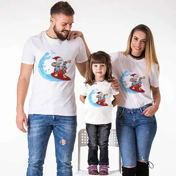 Kūrybos Santa Marškinėliai Tėvas, Motina, Vaikas Drabužius Mados Balta Europos Tendencija Laimingas Kalėdų Išvakarėse Spausdinti Kūdikių Romper
