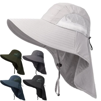 Lauko Žvejys Skrybėlę Vyrai Moterys Vasarą Greitai džiūsta Kaklo Apsaugos Kibirą Skrybėlės Anti-UV Saulės Skrybėlę Kvėpuojantis Žvejybos, Medžioklės Kepurės