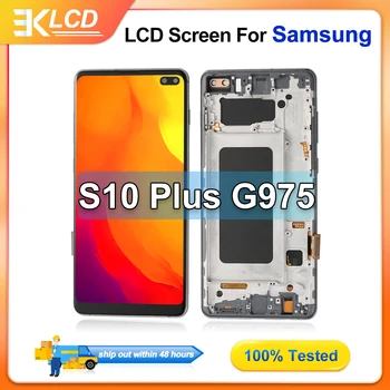 LCD Ekranas Samsung Galaxy S10 Plius G975F/DS G975U SM-G975W TFT Jutiklinis Ekranas Su Rėmu Samsung Galaxy S10+ G975U1 G975N