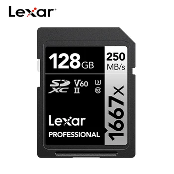 Lexar SD Kortelę 128GB 64GB 256 GB 10 Klasė U3 4K V60 Atminties Kortelė 64 128 gb Max 250MB Flash Kortelės SD Atminties Carte Fotoaparato SD1667X