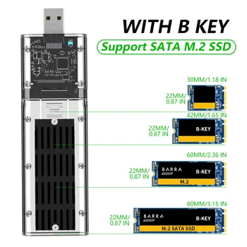 M2 SSD ATVEJU SATA Važiuoklės M. 2 USB 3.0 SSD Adapter PCIE NGFF SATA M / B Klavišą SSD Disko Dėžutė 2230/2242/2260/2280MM