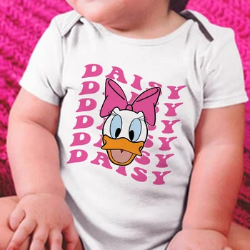 Mickey Minnie Mouse Spausdinti Disney Baby Balta Onesie Laišką Modelio Daisy Duck Galvos Grafinis Unisex Mergaitė Berniukas 0-24M Dydis Bodysuit