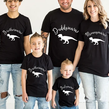 Mielas Dinozaurų Šeimai, Trišakiai Unisex Šeimos Atitikimo T Marškinėliai Mommysaurus Daddysaurus Brothersaurus Babysaurus Spausdinti Marškinėliai, Topai