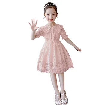 Naujas 2023 Vaikų Vasaros Suknelė Mergaitėms Šalis Princesė Suknelės Studentų Elegantiškas Vaikai Turn-žemyn Apykaklės Drabužius 2 4 6 8 10 12 Metų