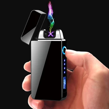 NAUJAS Mados USB Įkraunamas Elektroninės Cigaretės Degiklio, Dvigubo Kampo Plazminio Degiklio su Baterija Indikatorius