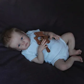 NPK 22inch Minkštas Kūno Atgimsta Bamblys Kūdikių Skar Tikroviška Naujagimiui su 3D Odos su Ranka Šaknys Rudos Plaukų Lėlės