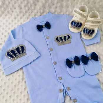 pasirinktinį pavadinimą kūdikių jumpsuit berniukas medvilnės naujagimiui drabužiai 0-3 mėnesių kalnų krištolas karūna jurken balta kūdikių pižama rinkinys berniukams