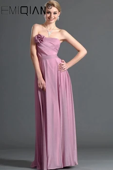Puikus Stebėjimo-Line Grindų Ilgis Plisuotos Šifono Bridesmaid Suknelę Paprasta Vestuvės Dress