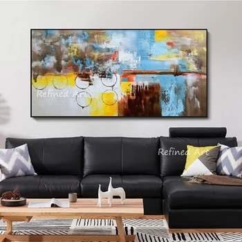 Rankomis Dažyti Abstrakčios Tapybos ant Drobės Sienos Meno Modernus Gyvenamasis Kambarys, Valgomasis Horizontalios Apdailos, Interjero Freskos Frameless