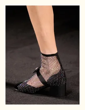 Seklių Mary Jane Tuščiaviduriai Sandalias Prabanga Chaussure Femme Akių Sandalai Lankas Moterų Batų Dizaineris Zapatos Mujer Punkte Kojų Žemas Kulnas