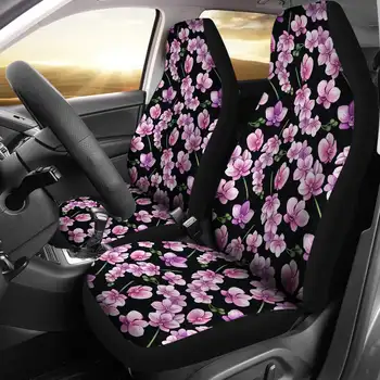 Tamsiai Violetinės ir Rožinės spalvos Orchidėja Modelio Automobilių Sėdynių užvalkalai Dovanos Idėja,Pakuotėje 2 Universalus Priekinės Sėdynės Apsauginis Dangtelis