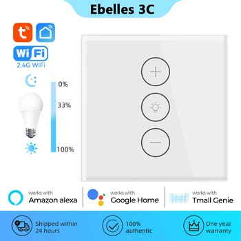 Tuya Smart stiprumą ES WiFi Touch Panel LED Šviesos Jungiklis, Nuotolinio Valdymo pultu Ryškumas Balsą Alexa 