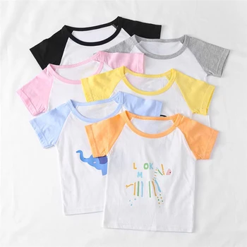Vaikų Vasaros Drabužių Plonas Kūdikis Viršuje Basic Marškinėliai 100% Medvilnė, Mergaitės Trumpi Rankovėmis Marškinėliai Vaikams Tshirtt