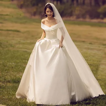 Vestuvinė Suknelė 2020 Nauja Nuotaka Paprasta Satino Prancūzijos Gale Super Pasakų Fantazija Mori Temperamentas Vasaros Kelionės