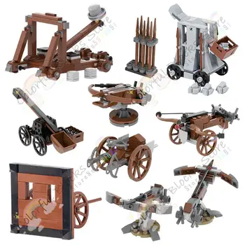 Viduramžių Katapulta kovinių Ginklų modelių Kūrimo Blokai Nuimamas Skydas, Lankas, Arbaletas Vežimo SS Asamblėjos Plytų Žaislai Vaikams
