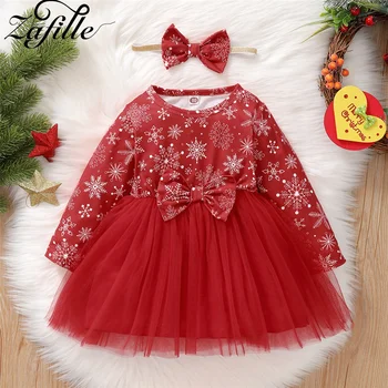 ZAFILLE Mano Pirmoji Kalėdų Bamblys Mergaičių, Kūdikių Kalėdų Suknelė Kūdikiams, Naujagimiams Laimingų Naujųjų Metų Kostiumai Baby Girl Dress