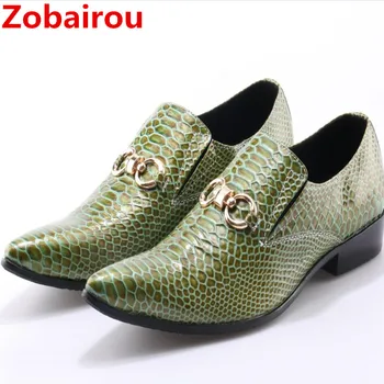 Zobairou Mens pažymėjo tne suknelė, batai krokodilo odos vyrai odiniai batai oficialią vestuvių batai žalia spygliuota mokasīni, plius dydis
