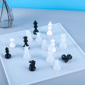 Šachmatų Komplektai Dervos, Silikono Formos 3D Šachmatų Šaškių stalo Žaidimas Pelėsių Šachmatų Kristalų Epoksidinės Pelėsių Vaikas Suaugusių Šeimos 