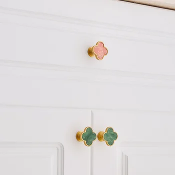 Žalvario, Laumžirgis, Drugelis Keturių lapų dobilų spinta rankena Nordic light luxury sielovados stiliaus žalvario kabineto durų, stalčių Rankenėlės