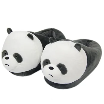 Žiemą Patalpose Panda Moterų Šlepetės Ponios Mielas Gyvūnų Pliušinis Šiltas Pūkuotas Batų Pora, Namuose Miegamajame Fuzzy Slipers Lokys Vyrų Slankmačiai